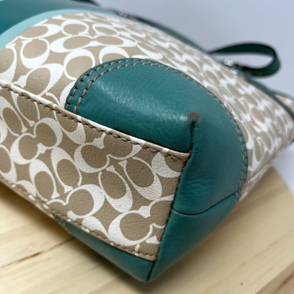 COACH Heritage Chelsea Tote Signature Tan Green F15137 - Picture 12 of 14